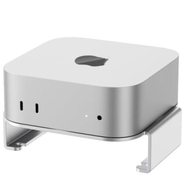 Imagem de SNANSHI Suporte para Mac mini M4 – Suporte de mesa de alumínio, fácil acesso ao botão liga/desliga, organização da mesa, dissipação de calor aprimorada compatível com Mac mini M4 / M4 Pro 2024