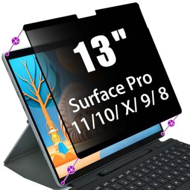 Imagem de Tela de privacidade para Microsoft Surface Pro 11,10, X,9, 8 - Protetor de tela de privacidade Surface Pro 11,10, X,9, 8 - Totalmente removível, fácil de instalar, reutilizável, protetor de tela sem