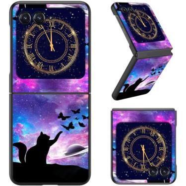 Imagem de RAUEDWDJS Capa para Motorola Razr 2025/2024, capa fina rígida de policarbonato capa flip de corpo inteiro robusta à prova de choque para Moto Razr 60/Razr 50, Nebula Cat Butterfly