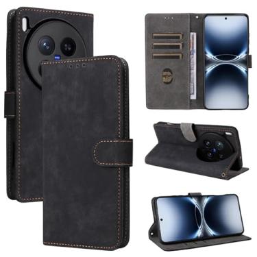 Imagem de Pzwoxukhov Capa compatível com Vivo X200 Ultra 5G, compatível com capa de telefone Vivo X200 Ultra 5G, couro PU, capa flip preta