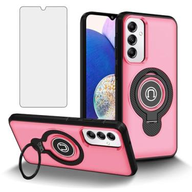 Imagem de Asuwish Capa de celular para Samsung Galaxy A14/M14 5G com protetor de tela de vidro temperado, suporte magnético fino, suporte rígido, híbrido, resistente, com suporte, película, capa A 14 4G, 14 A