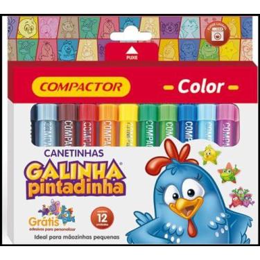 Imagem de Caneta Hidrografica Jumbo Galinha Pintadinha 12Cores - COMPACTOR
