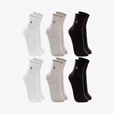 Imagem de Kit 6 Pares de Meias Soquetes Lupo Cano Médio 03245-089, Branco, Cinza