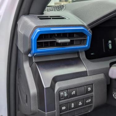 Imagem de KUJOOY 2 peças para Toyota Tacoma 2024 2025, para 4Runner 2025 ar condicionado ABS saída de ar tampa decoração moldura guarnição interior acessórios (azul claro)