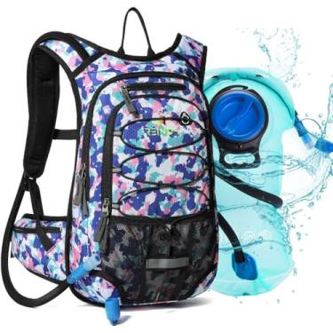 Imagem de Mochila de hidratação REINOS com bexiga de 5L para homens e mulheres, mochila diária com isolamento térmico | Ótima para caminhadas, corrida, ciclismo, acampamento, esqui, atividades ao ar livre (camuflagem)