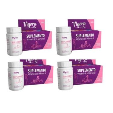 Imagem de Kit 4 Suplemento Vigora Plus Multivitamínico Mulher 60 Cáps