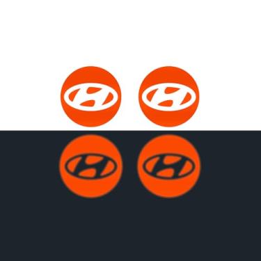 Imagem de IPG Decalque feito para Hyundai 2011-23 Sonata/Azera/Santa Fe (decalque de 5,5 cm - tampa central de 5,9 cm) fora do logotipo adesivos externos (4 unidades) (Série reflexiva - laranja)