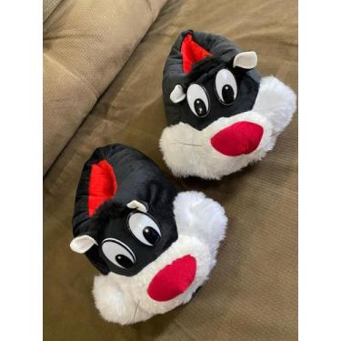 Imagem de Pantufa 3D adulto e infantil Gato - RV chinelos, Preto, 43/44/45