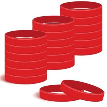 Imagem de Lesnala 24 pulseiras de silicone em branco de cor vermelha, pulseiras de borracha de cor sólida, pulseiras elásticas para eventos, homens, mulheres, adolescentes, jogos, equipes, lembrancinhas de