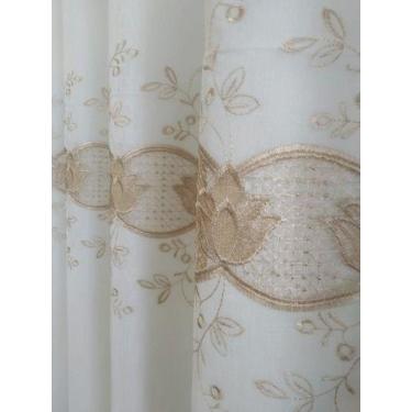 Imagem de Cortina Alto Padrão Voil Gase De Linho Bordada Guipir ForradaP/ Varão 