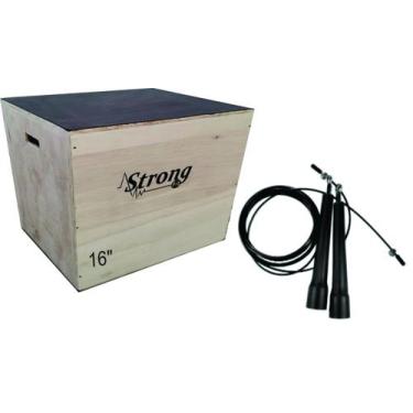Imagem de Cordinha De Pular +Jump Box 16 Caixa De Salto Treino Físico - Strongfi