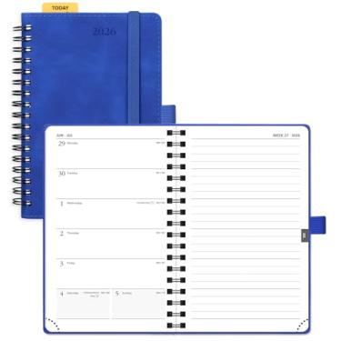 Imagem de POPRUN Caderno semanal Planner 2026 (janeiro a dezembro), tamanho pequeno 10 x 16,25 cm - Calendário de bolso 2026 para bolsa com capa macia espiral, régua de plástico, bolso interno, 100 GSM TJ