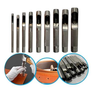 Imagem de 2X Jogo Vazador Furador Para Couro 9 Peças Perfurador
