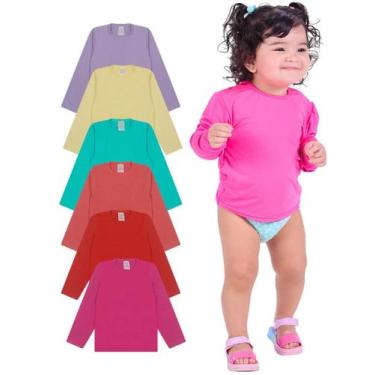 Imagem de Kit 4 Camisetas térmica bebê Menina Proteção Manga Longa camisa menina