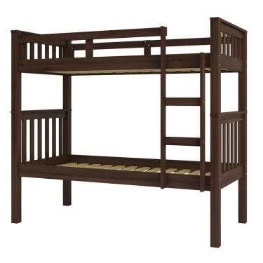 Imagem de Beliche Solteiro Castanho Escuro 100% Madeira Pinus C/ Escada Lateral - Saraiva