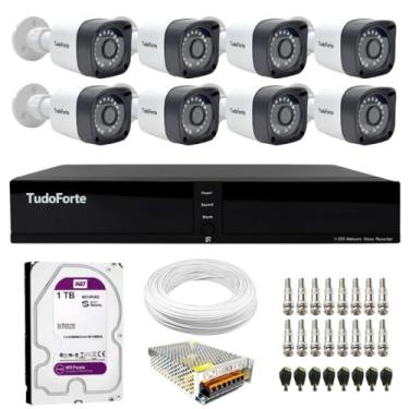 Imagem de Kit 8 Câmeras Bullet Tudo Forte TF 2020 B Full HD 1080p com Visão Noturna 20M Proteção IP66 + DVR Tudo Forte TFHDX 3308 8 Canais + HD 1TB Purple