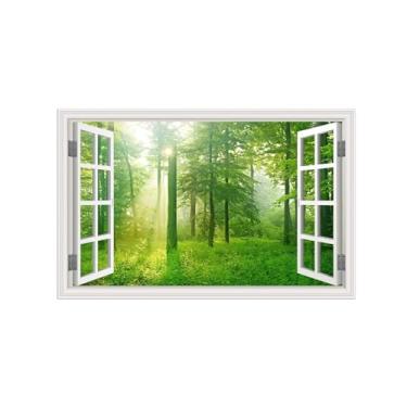 Imagem de Falsas Janelas Paisagens Impressões em Tela-Árvore floresta-Quadro Arte Moderna-Natureza Pintura Decoração Parede 20x30cm Sem Moldura