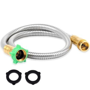 Imagem de Mangueira de jardim curta, conector macho para fêmea, mangueira de metal à prova de vazamento para carretel de mangueira, mangueira de extensão leve flexível de aço inoxidável 304 para irrigação de