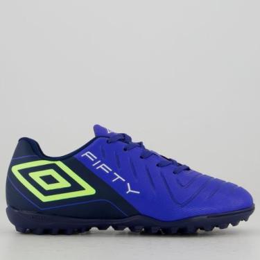 Imagem de Chuteira Umbro Fifty VI Society Juvenil Azul, 34