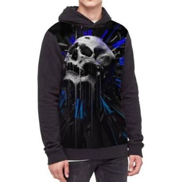 Imagem de Moletom Com Capuz Caveira Full Print Ref:19 - smoke, Preto, GG