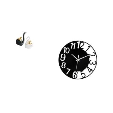 Imagem de Fenteer Estatuetas de Cisne, Ornamentos de Mesa, Artesanato, Decoração de Casal, Decoração de Mesa, Estátuas de Cisne para Estante, Entrada, Relógio de Parede