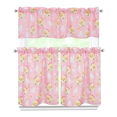 Imagem de Jztfrie Cortinas de cozinha de Natal, conjunto de 3 peças, cortinas de Papai Noel, saia e camadas, cortina de janela curta de 91 cm para cozinha, casa, interior, café, sobre a pia, janela, decoração