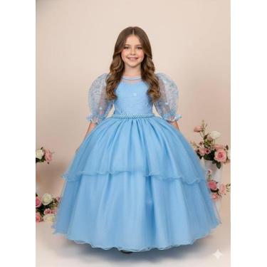 Imagem de Vestido Longo Azul Bebê Juvenil para Festa Luxuosa e Casamento - Fabul