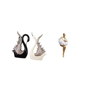 Imagem de Fenteer Estatuetas de Nuvem de Cisne, Escultura de Resina de Cerâmica, Ornamento de Mesa, Arte Abstrata, Personagem de, Prateleira de Aniversário, Lare