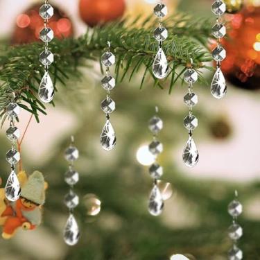Imagem de 10 peças de enfeites de Natal transparentes para pendurar em gota d'água, decoração de Natal em acrílico para árvore de Natal, ideal para centro de mesa, lustre de casamento, decoração de férias