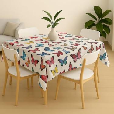 Imagem de Toalha de Mesa Quadrada Oxford para 4 Cadeiras – Elegante Durável e Ideal para Decoração de Cozinha (BORBOLETA)