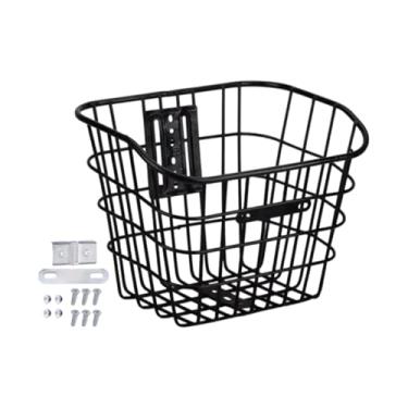 Imagem de rockible Cesta dianteira da bicicleta rack de carga cesta armazenamento quadro da bicicleta cesta pet transportadora cesta para equitação mountain bike estrada, PRETO