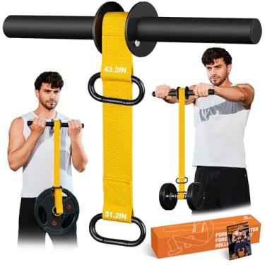 Imagem de Fortalecedor de antebraço e rolo de pulso, correia de nylon ultra forte de 110 cm ou 130 cm, exercitador de antebraço com mecanismo de bloqueio rápido, ideal para treinamento de força de mão, pulso e