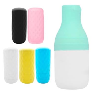 Imagem de Pacote com 6 capas de silicone para garrafa de viagem, essenciais de viagem, protetores elásticos e à prova de vazamento para produtos de higiene pessoal, serve em frascos de shampoo/sabonete líquido