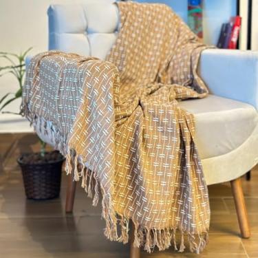 Imagem de Manta para Sofá e Cama, 240 x 180 cm, 100% Algodão, Protetor Gigante (Pontilhada Cinza Mescla e Bran)