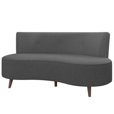 Imagem de Sofá 2 Lugares Para Sala Living 135cm Pés Palito Korah K04 Linho Cinza Escuro - Mpozenato