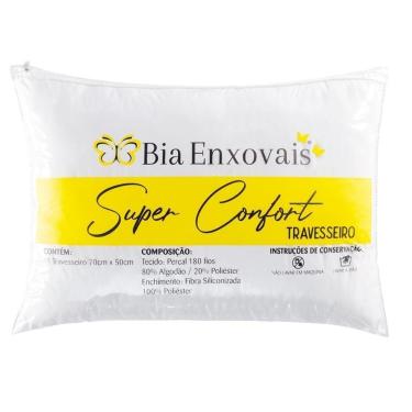 Imagem de Travesseiro 50x70cm Antialérgico Lavável Fibra Siliconada Macio Confort - Branco