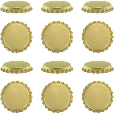 Imagem de Garrafas de cerveja coloridas Pry-Off Caps - Absorção de oxigênio, 26 mm coroa selo cortiça, Kombucha/Homebrew, livre de PVC (pacote com 12, ouro)
