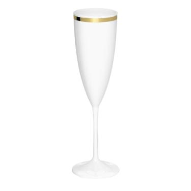 Imagem de Taças De Espumante Acrílico 170ml 6pcs Borda Dourada Prime (BRANCO)