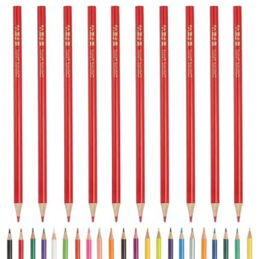 Imagem de PATIKIL Lápis de cor, lápis de desenho de cor vermelha com núcleos à base de óleo, materiais de scrapbook, para adultos, livros de colorir, artistas, iniciantes, desenho, esboços, 10 peças