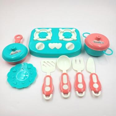 Imagem de Kit Cozinha Infantil com Fogão e Panelinhas 10 Peças Colorido – Brinquedo Educativo e Divertido para Meninas e Meninos, Estimula Criatividade e Imaginação