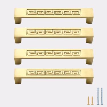 Imagem de Evionlin Puxadores de porta de armário e guarda-roupa de cobre em estilo chinês de 12,7 cm, 4 peças, puxadores de gaveta pequenos