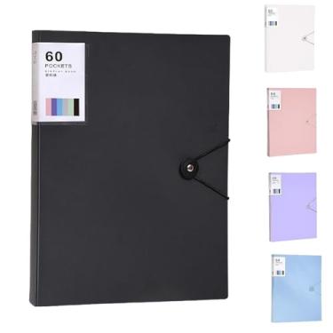 Imagem de Fichário de 60 bolsos com mangas de plástico 21 x 28 cm, pasta de portfólio de arte resistente com protetores de folha transparentes, exibição de 120 páginas, livro de apresentação para obras de arte