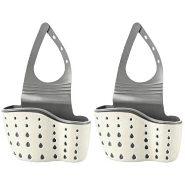 Imagem de Prateleira de pia de cozinha, 2 peças, suporte de ralo de esponja de sabão de dois andares cesta suspensa armazenamento ventosa organizador de cozinha acessórios de pia torneira cesta de drenagem