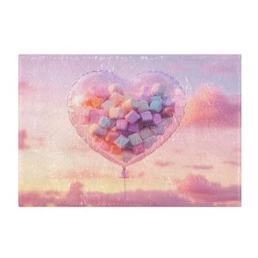 Imagem de Burbuja Tapete de banho com balão de coração dos namorados, tapete de banheiro absorvente extra macio com suporte antiderrapante para banheiro, banheira e chuveiro, 40,6 x 61 cm
