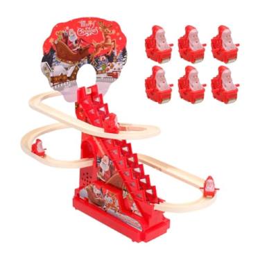 Imagem de Dynwave Papai Noel Elétrico de Brinquedo para Subir Escadas, Escada de Natal com Luz e Música - Presente Ideal para Crianças, com 9 Figuras Do Papai Noel