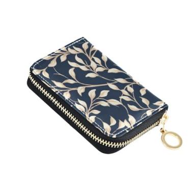 Imagem de Burbuja Elegante porta-cartão de crédito folhas para mulheres e homens, bloqueio RFID, carteira de couro com zíper sanfonada, 11 compartimentos