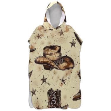 Imagem de Joisal Bota de cowboy vintage bege poncho de surfe para adultos trocador de roupa de banho toalhas com capuz vestíveis ponchos adultos para mulheres