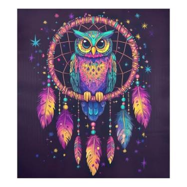 Imagem de Dreamcatcher Coruja Roxo Lava-louças Capa Magnética Impermeável Lavadora e Secadora Ímãs Capa Decorativa Capas de Geladeira Envoltório 58 cm x 66 cm
