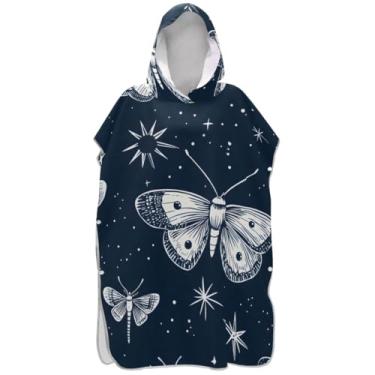 Imagem de Joisal Mariposa e Borboleta Marinha Surf Poncho Adultos Trocador Leve Masculino Feminino Poncho com Capuz Praia Moletom Toalha Floral
