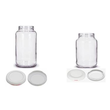 Imagem de Conjunto Pote de Vidro Conserva 800ml + 600ml - Tampa Branca - 1 x Conjunto